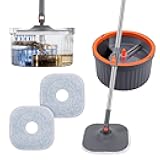 Mop and Bucket Set，Spin Mop and Bucket Set with Separate Dirty and Clean Water，2 Replaceable Mop Pads，Deep-Cleaning Mops for Floors, Versatile Mops for Walls