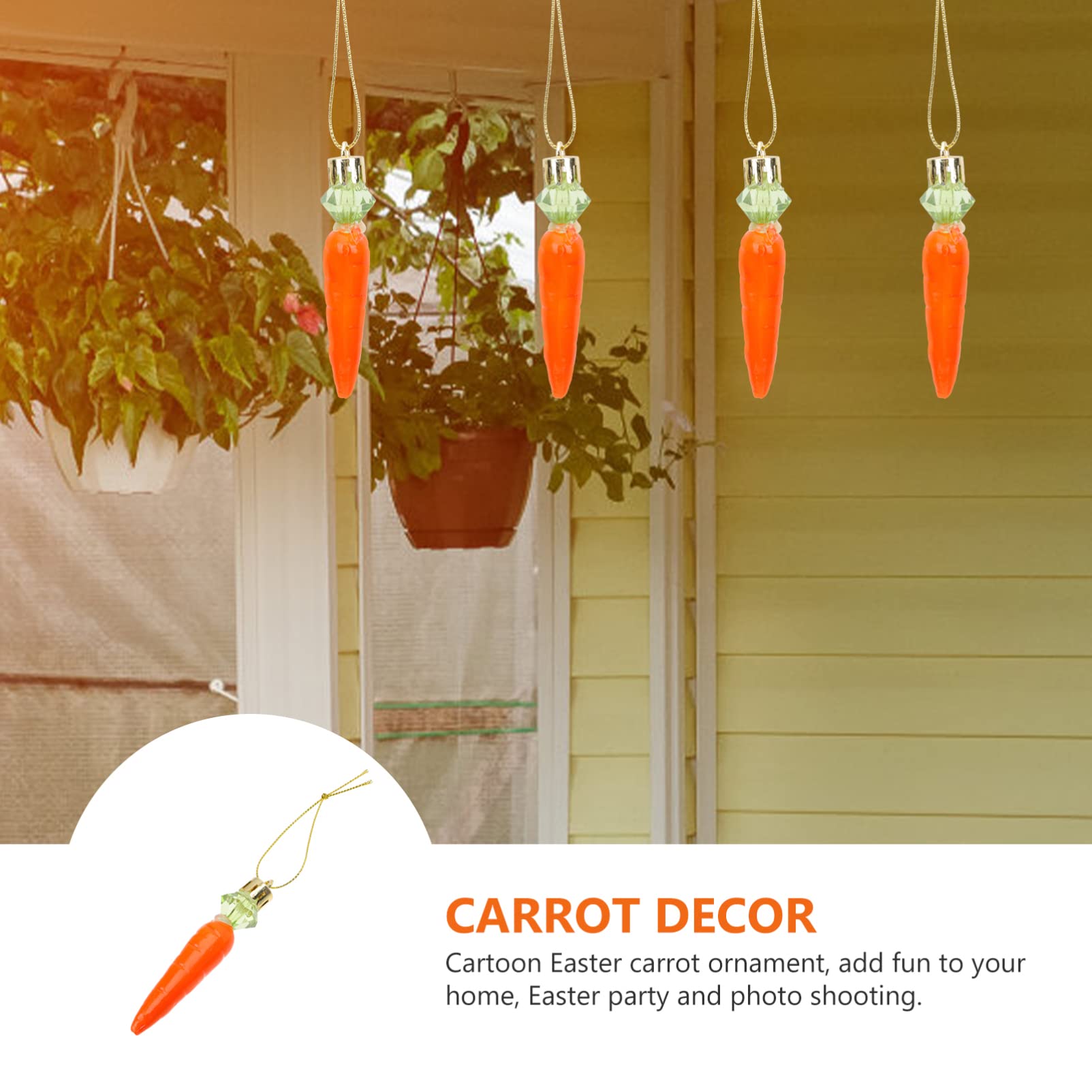 TOPBATHY 72 Pcs Carota Ciondolo Pasqua Decorazioni Appese Carota Decor Festival Per Pasqua Partito Bunny ativa Ornamento Di Natale Coniglio Di Plastica Finta