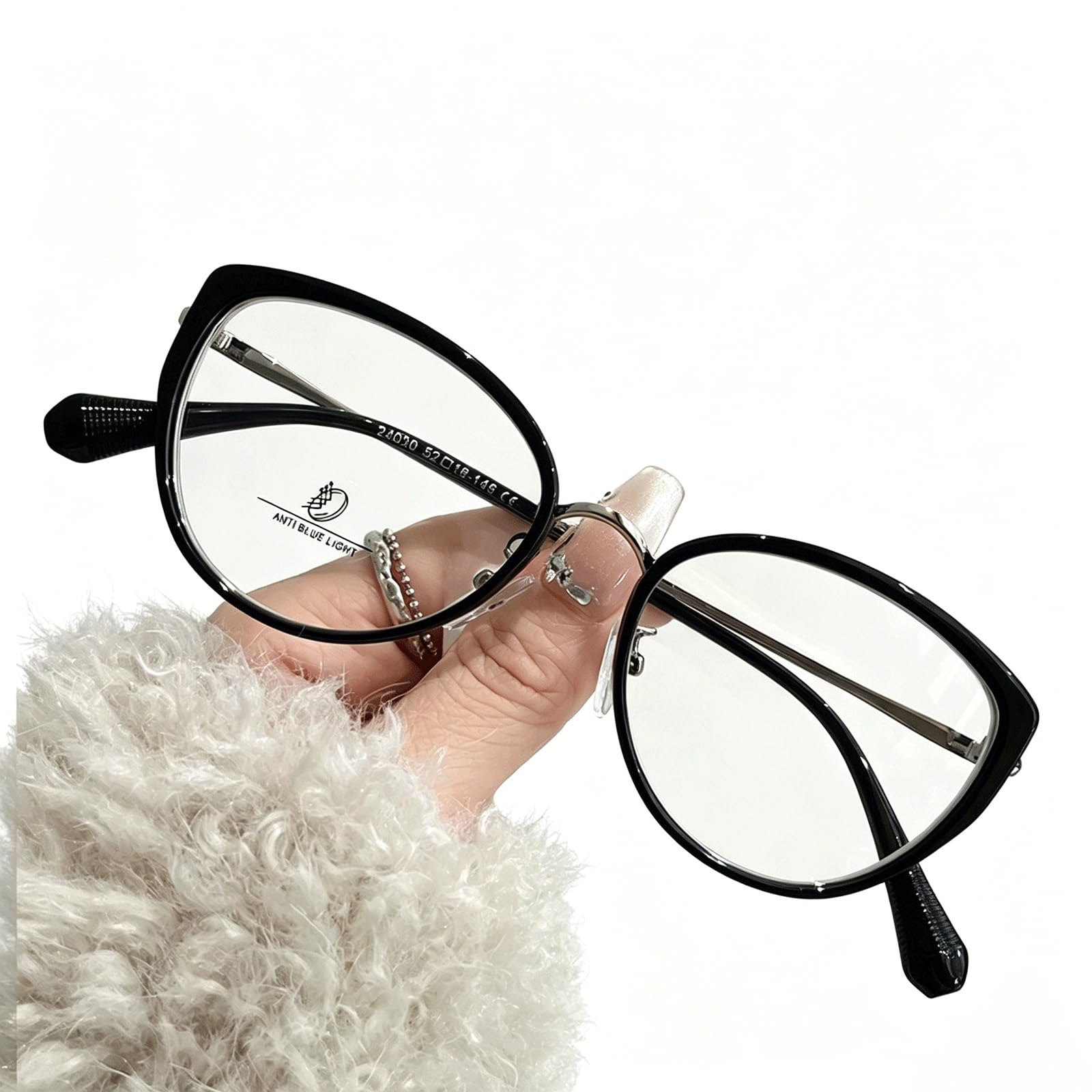 KLJUddGY Anti-Blue Eyewear Frames TR Metal Spectacles for Computer AC Clear Lenses Prescription Available Blocking Eyeglasses Full Rim(Nero)