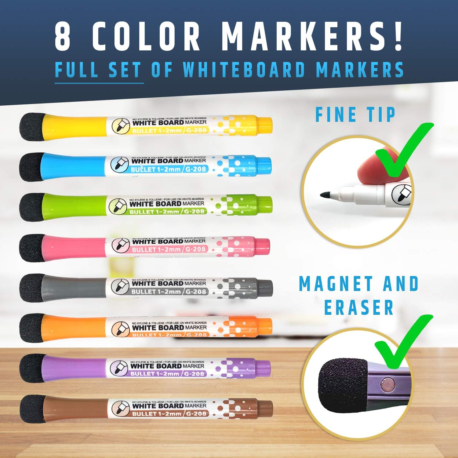 Large 17.5"x13.5" Dry-Erase Magnetic Weekly Calendar (Organizer/Planner) for Kitchen Fridge (Full Set: 8 Markers + Eraser) & Free Bonus: 3 Grocery/to-Do List Whiteboards (Stain Free) | Horizontal : Office Products