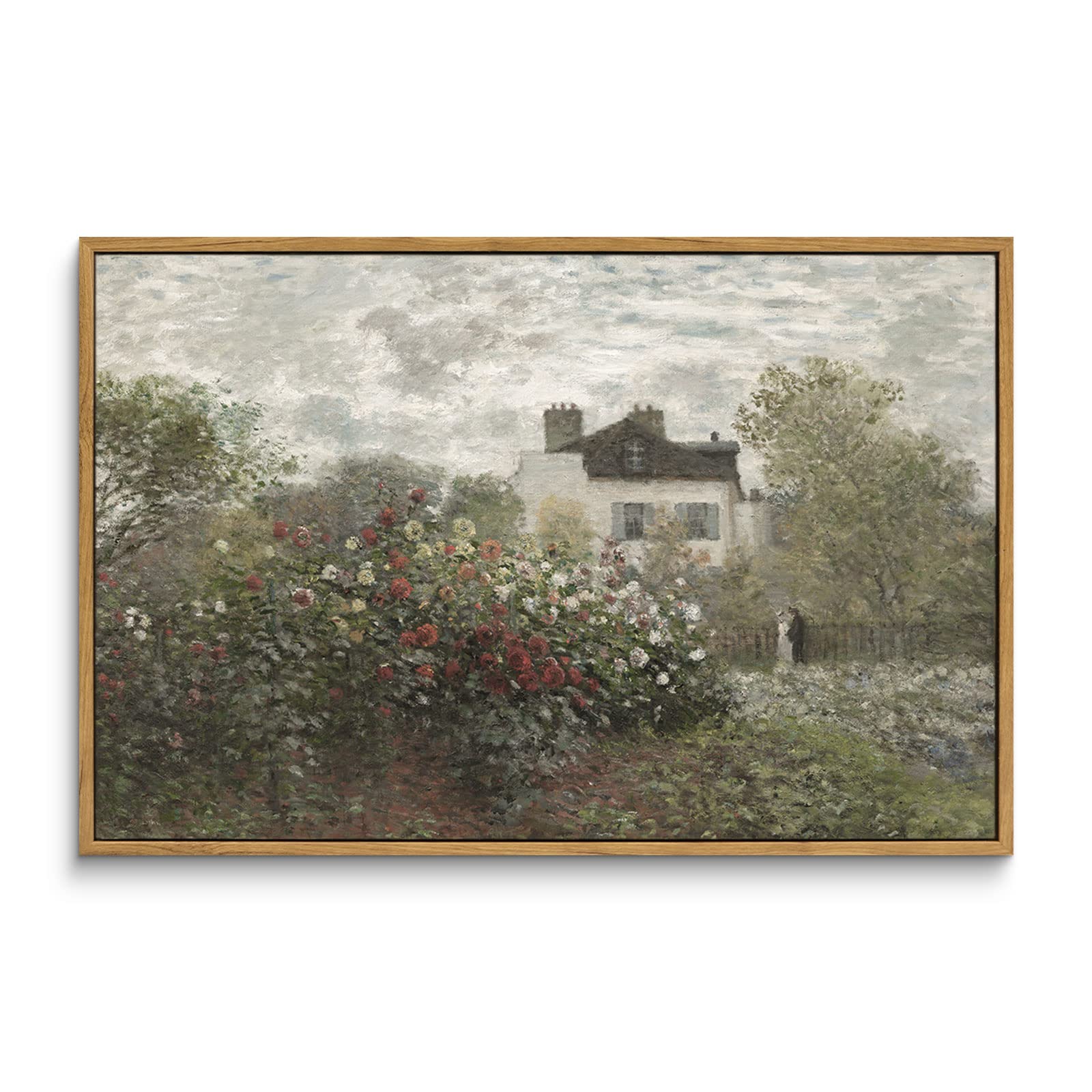 InSimSea Framed Canvas Wall Art Vintage Decor, Home Decor Large Artwork for Wall The Artist's Garden in Argenteuil by Monet Paintings Prints Wall Art for Office Kitchen Bathroom Decor, 16"x24" — image 1