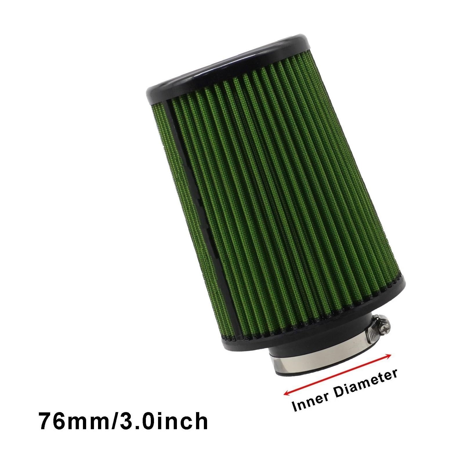 Filtr powietrza silnika Filtr powietrza 76 mm, 4-calowy, sportowy, wyścigowy, do samochodów, układów dolotowych, zestaw filtrów, pudełko, części samochodowe(76mm-Green)