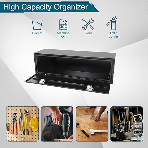 Miniatura 67 de Caja de acero para camión, 30 x 18 x 18 pulgadas, caja de acero resistente para remolque, caja de herramientas para camión, organizador