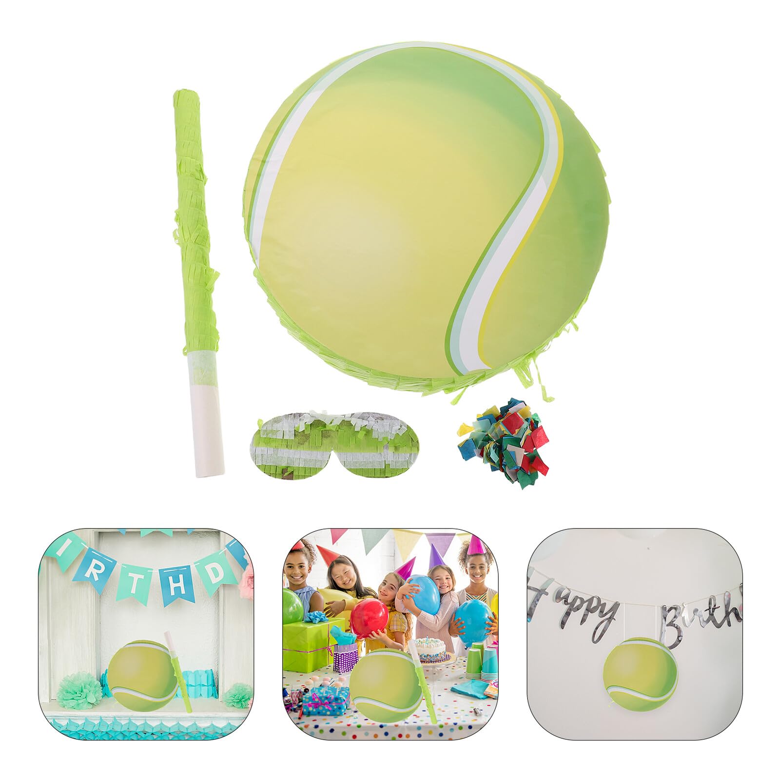 NOLITOY Adorno Temático Deportivo Piñata con Confeti y Palo para Romper Color Aleatorio de Tenis para Fiesta de Cumpleaños Infantil para Habitaciones Familiares y Celebraciones