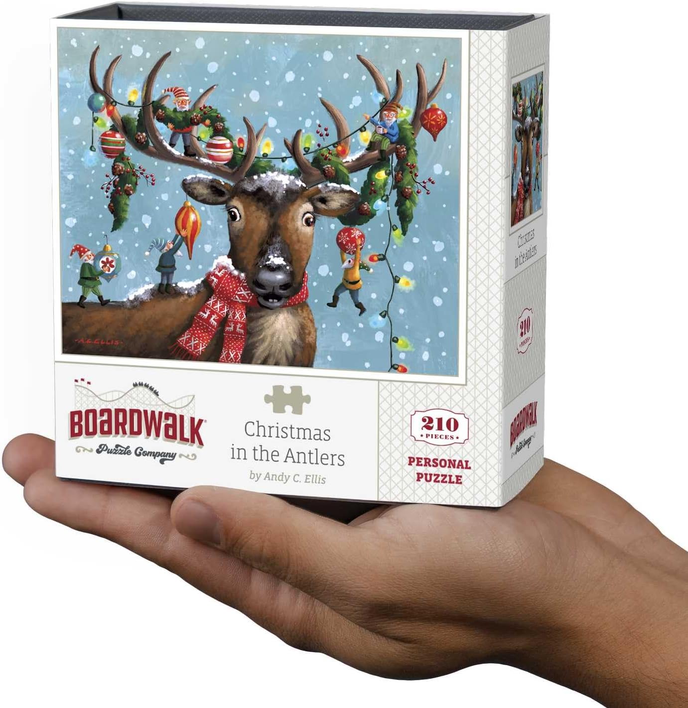 Boardwalk Puzzles Christmas in The Antlers, 210 Piece Jigsaw Puzzle for Adults, Made in USA