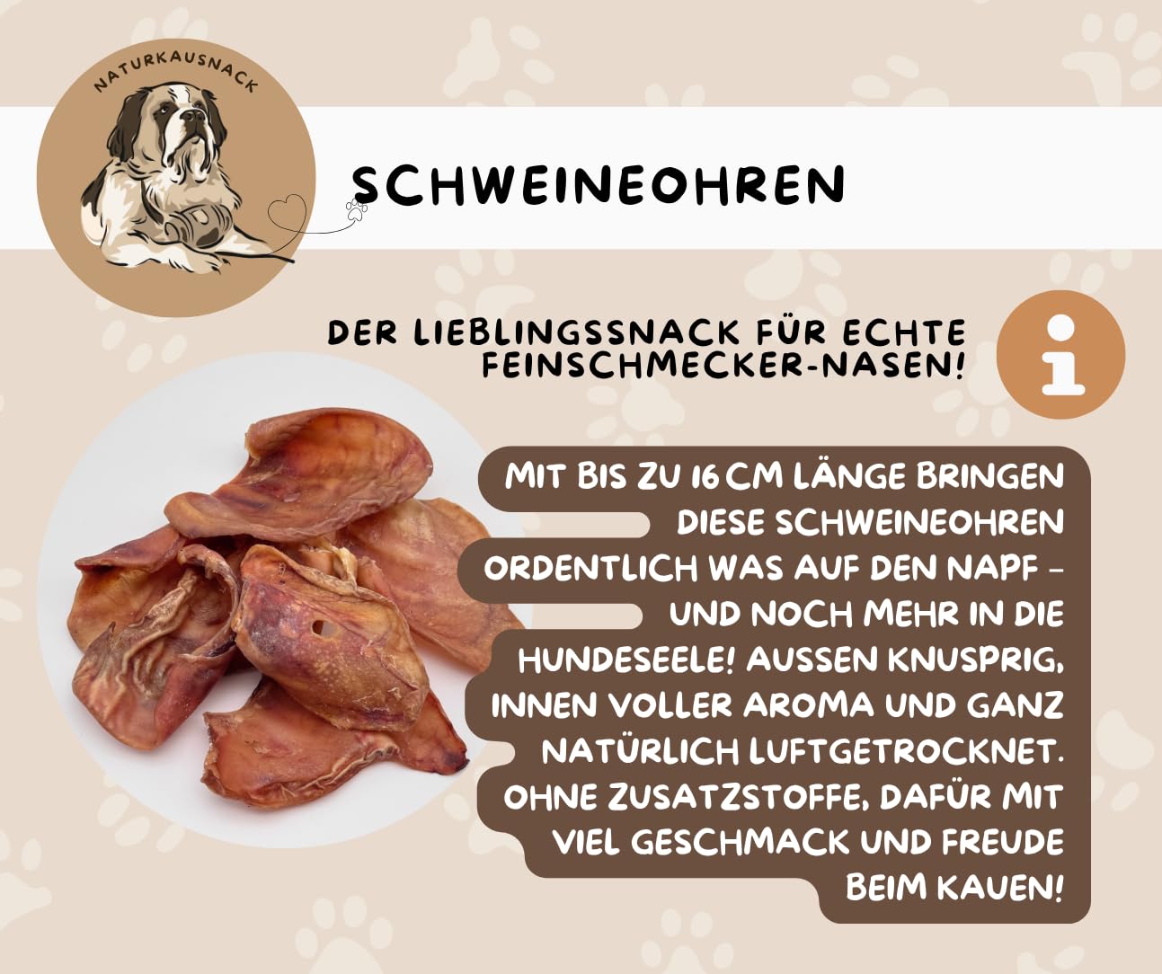 Schweineohren, ganze Ohren, Hundesnack von Warnick´s Tierfutterservice (20Stück)