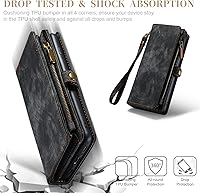 Vista 7 de Asuwish Funda de teléfono para Samsung Galaxy S10 con cremallera, funda desmontable con protector de pantalla de vidrio templado y tarjetero