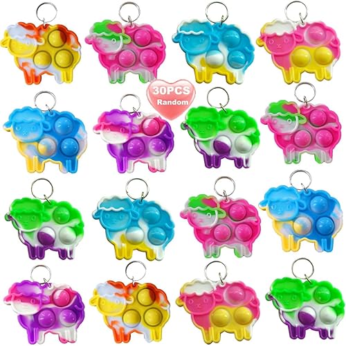 30 paquetes de ovejas a granel, juguetes para aliviar la ansiedad y el estrés para estudiantes, premio de burbujas, regalos de fiesta de verano para
