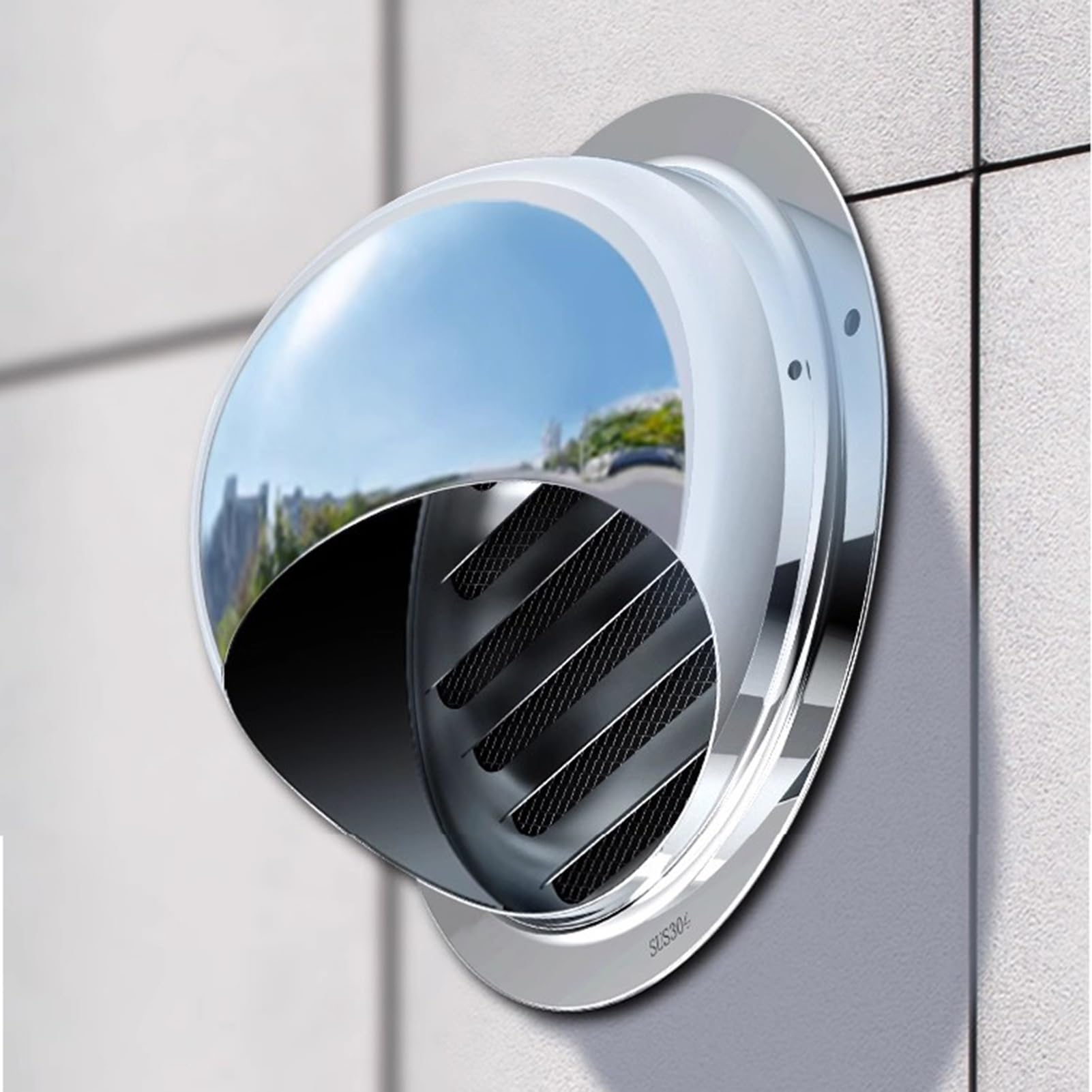 Grille D'aération Murale Ronde À Persiennes, Grille Ventilation en Acier Inoxydable avec Moustiquaire pour Applications Domestiques ou Industrielles(300mm/12inch)