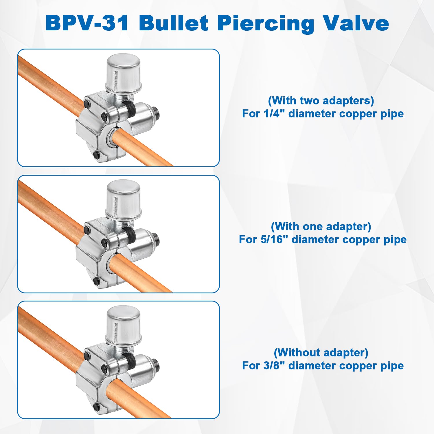 Gosknor 10pz BPV-31 Valvola Perforante Proiettile e 10 Chiavi Esagonali e 20 Adattatori, Compatibile con Tubi Diametro Esterno da 1/4" 5/16" 3/8" Sostituisce TJ90BPV31,AP4502525,BPV31D,GPV14,MPV31