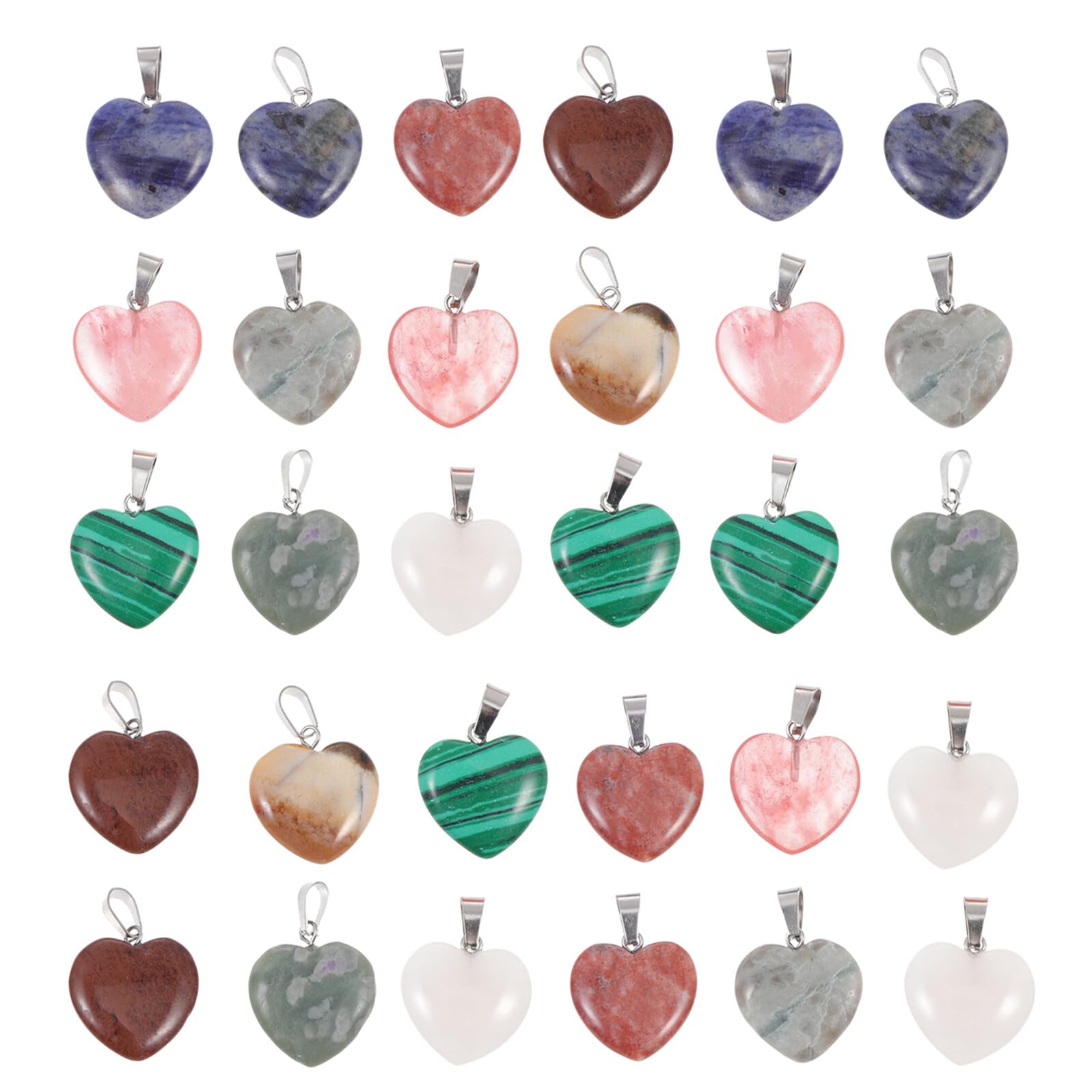 40 Pendentifs de Cœur en Pierres Naturelles Multicolores, 40 Pièces pour Fabrication de Bijoux Diy, Accessoires pour Bracelets et Boucles D'oreilles, Breloques pour Création