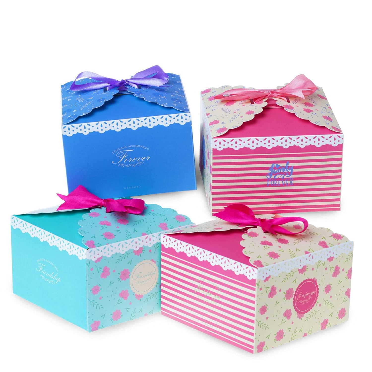 Gift Boxes Treat Boxes with Ribbons 20PCS 5.7x5.7x3.5 inches for