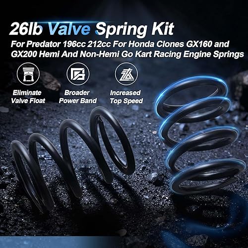 Miniatura 2 de Kit de resortes de válvula de 26 lb para Predator 196cc 212cc para Honda Clones GX160 y GX200 Hemi y sin Hemi Go Kart Resortes de motor de carreras