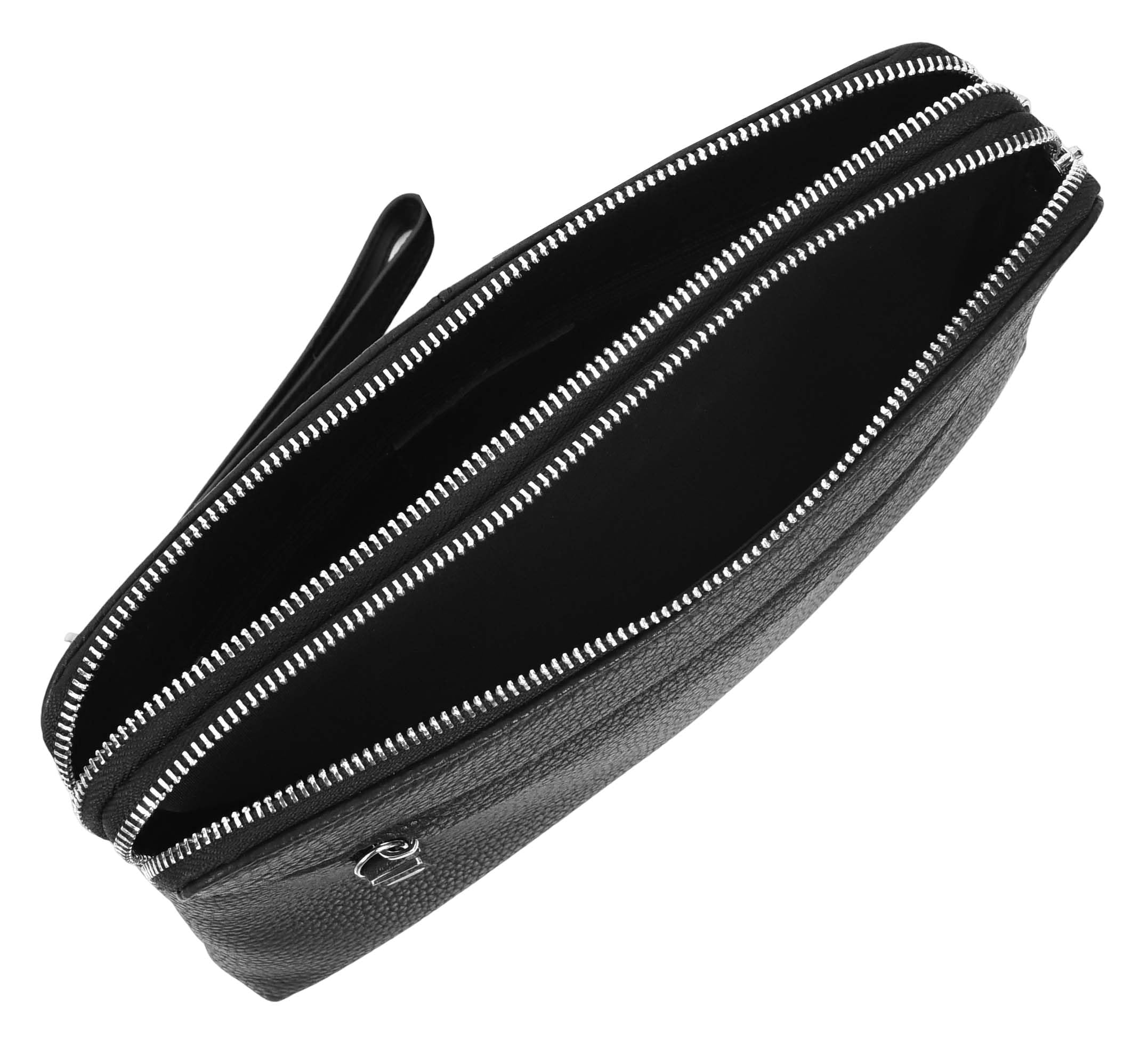 HLG6077 - Bolso organizador de muñeca de piel auténtica para hombre, color negro, Black, Small