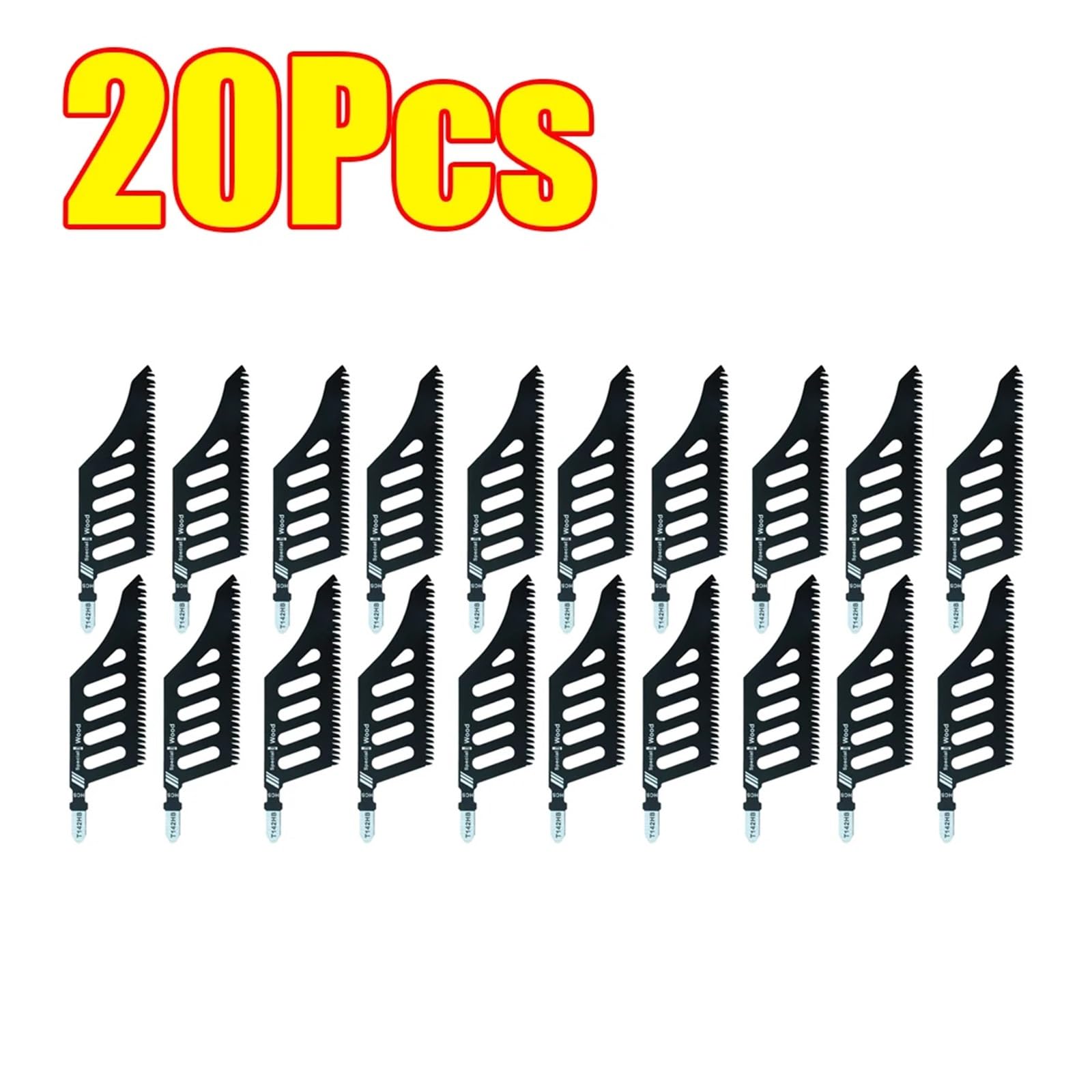 Lame de scie à courbe irrégulière T142HB, lames de défilement incurvées, tige en T, dents fines et grossières for le bois et l'aluminium, espaces restreints, 1 à 50 pièces(20Pcs)