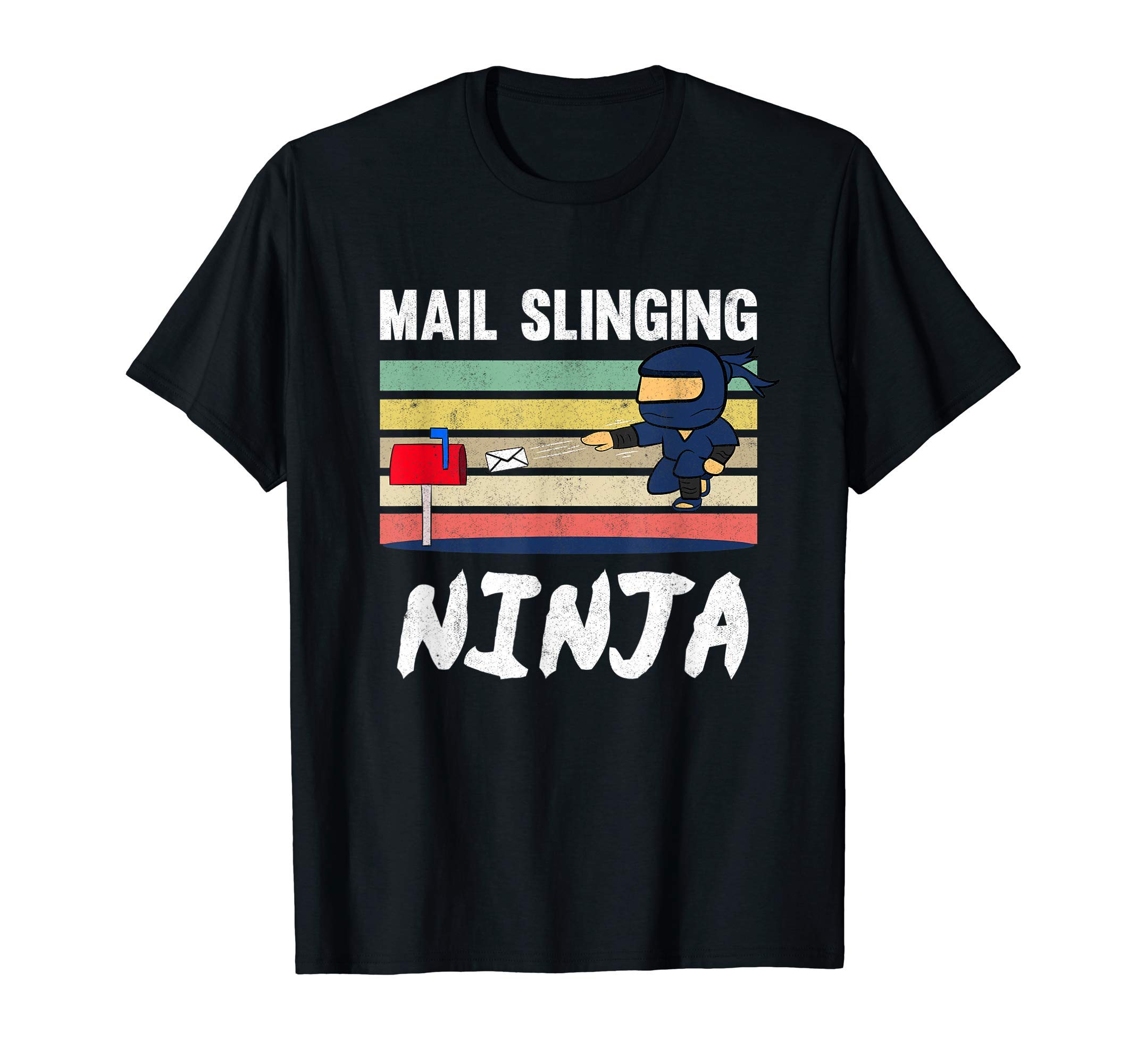 Postal Worker Gifts For Men Funny Mail CarrierMail Slinging Ninja Mailman Mail Carrier Retro Postman T-ShirtOEKO-TEX STANDARD 100