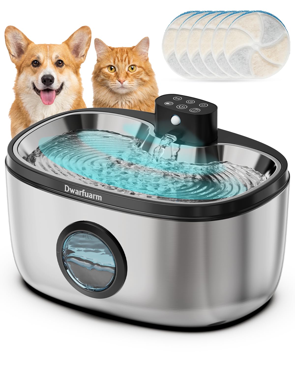 5L Cat Water Fountain for Drinking, Stainless Steel Cat Fountain
