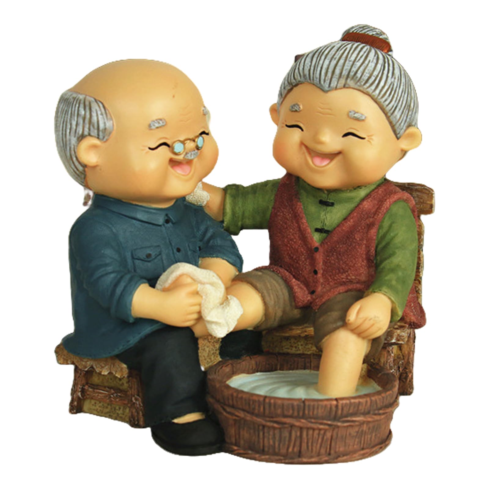 oringnat Romantics Resins Loving Elderly Couple Figurine Statue Ornament for Home Decors and Wedding Valentines