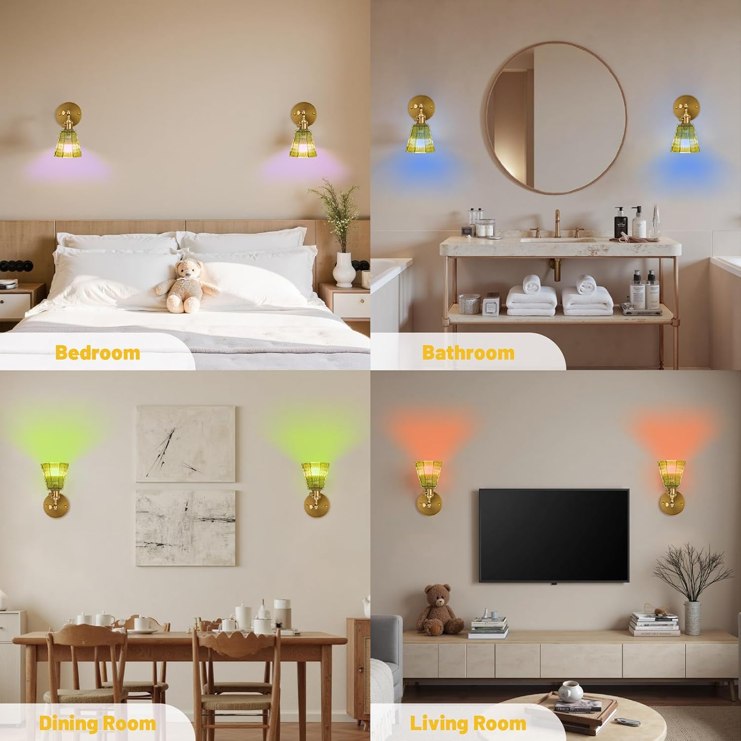 Battery Operated Wall Sconce, Rechargeable Vintage Wall Light with Remote Control Sconce Light Renter Friendly Sconces Home Decor for Bedroom, Living Room, Bedside Set of 2