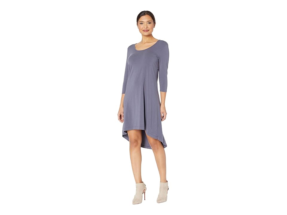 

Mod-o-doc Cotton Modal Spandex Jersey High-Low Hem Dress with Keyhole Back (Shady) Women's Dress, Black