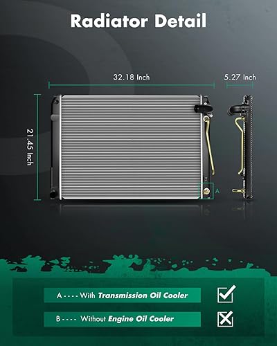 Vista 447 de SCITOO Radiador 2839 apto para Jeep 2006-2010 para Jeep para Commander 3.7L 2005-2010 para Jeep para Grand Cherokee 3.7L 2005-2009 para Jeep