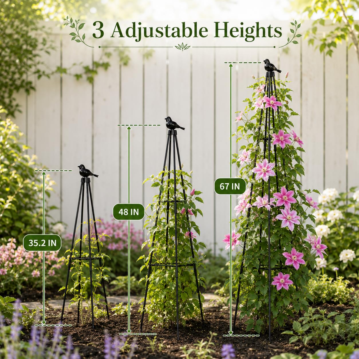 OTOSUNNY Traliccio obelisco da giardino, 170 cm, per piante rampicanti | Traliccio in metallo alto 170,2 cm per piante rampicanti per piante rampicanti, pomodori, piselli, fagioli, cetrioli