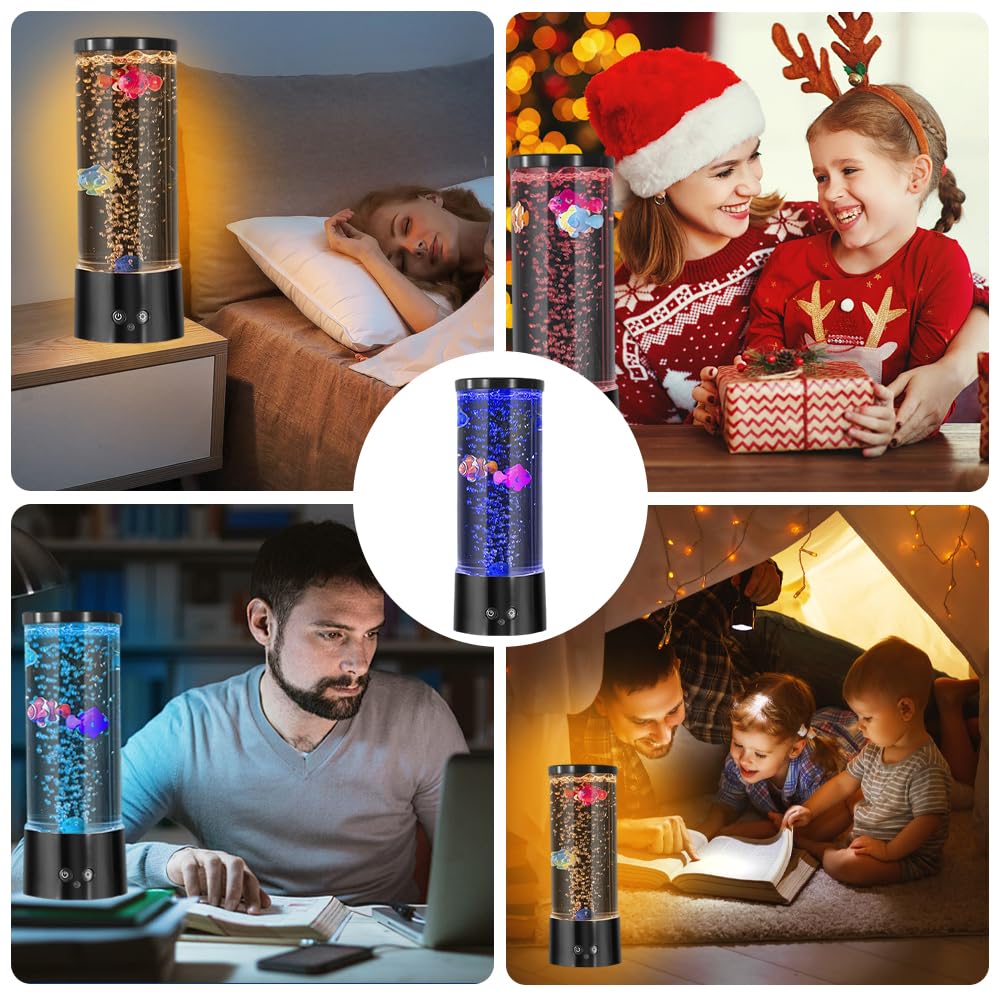 Lavalampe, Blase Fischlampe mit Fernbedienung, 16 Farben und 4 Modi, LED Aquarium Lampe, Blasenlichtlampe mit Fisch, LED Bubble Fischlampe für Zuhause Schlafzimmer Büro Geschenke (Fische)