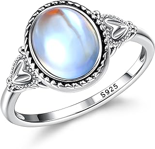 Sterling Silver Moonstone Mood Ring - Vintage Handmade Victorian Oval So...