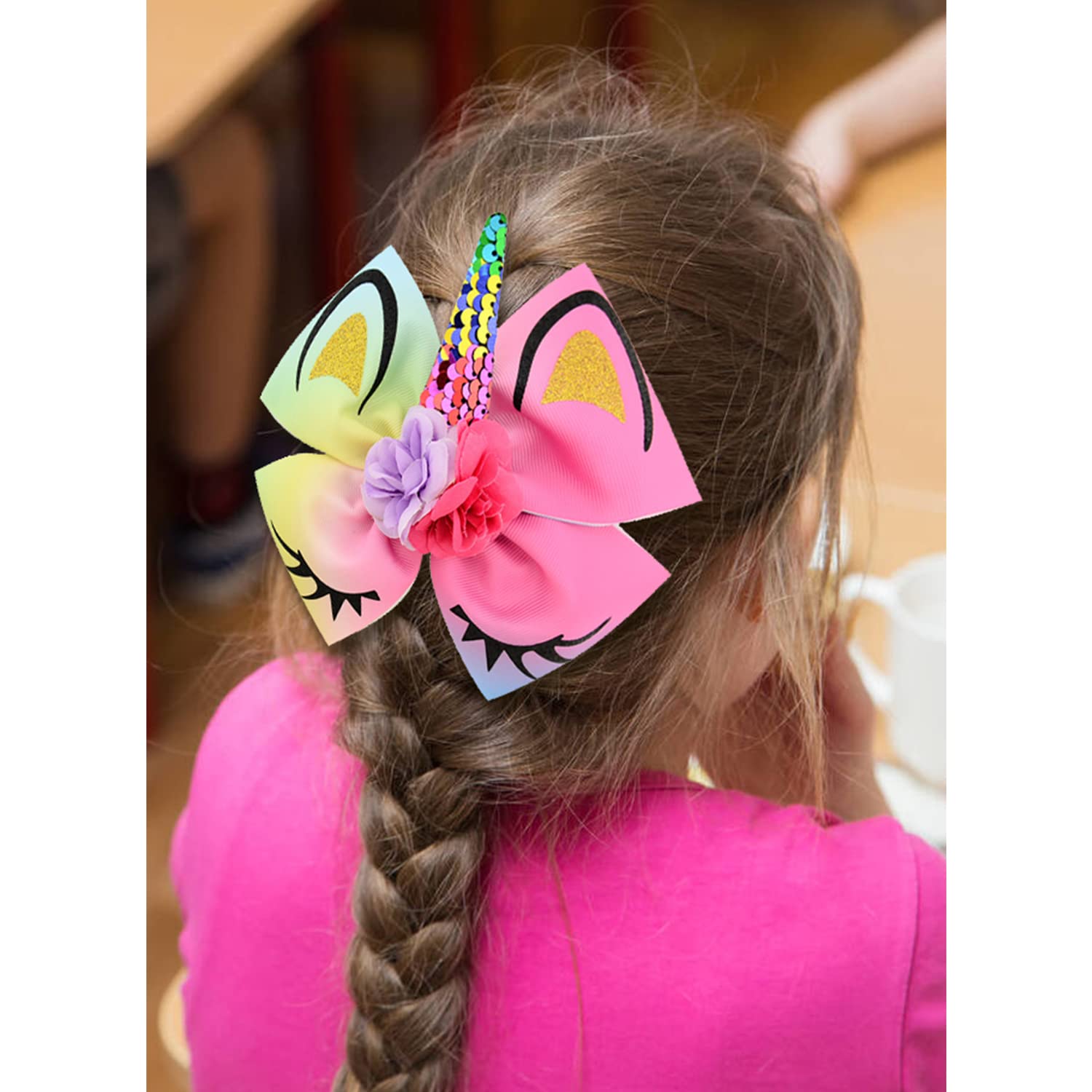 Pince à Cheveux Licorne Pour Fille, Taille Moyenne, Toute Douce En Tissu