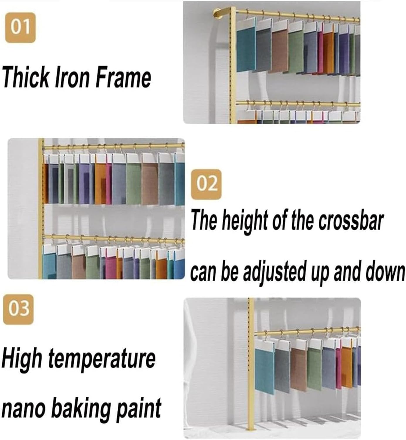 Adjustable Wall-Mounted Fabric Sample Display Rack, Versatile Scarf & Underwear Organizer for Retail Stores & Boutiques (Black, 100x25x200cm)