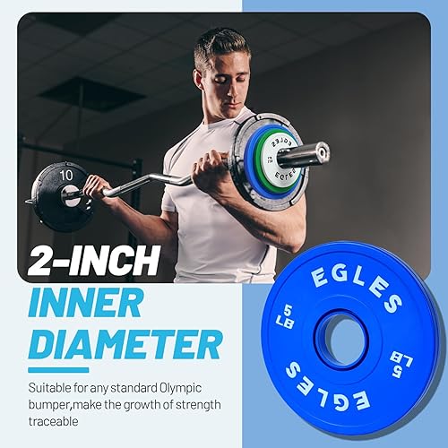 Miniatura 5 de Egles Juego de Placas de Cambio 1.25LB, 2.5LB, 5LB - Placas de Peso Recubiertas de Goma en Pares, Placas Bumper Olímpicas, Codificadas por Color,