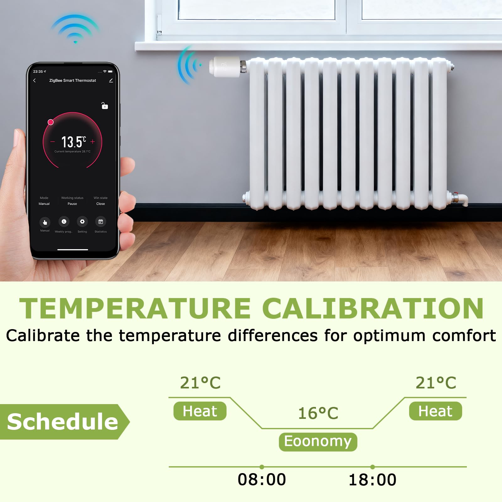 Smart Heizkörperthermostat, 3 Stück | App-Funktion, Programmierbar, Digitales Display, Zeitpläne, Kompatibel mit Alexa/Google Home