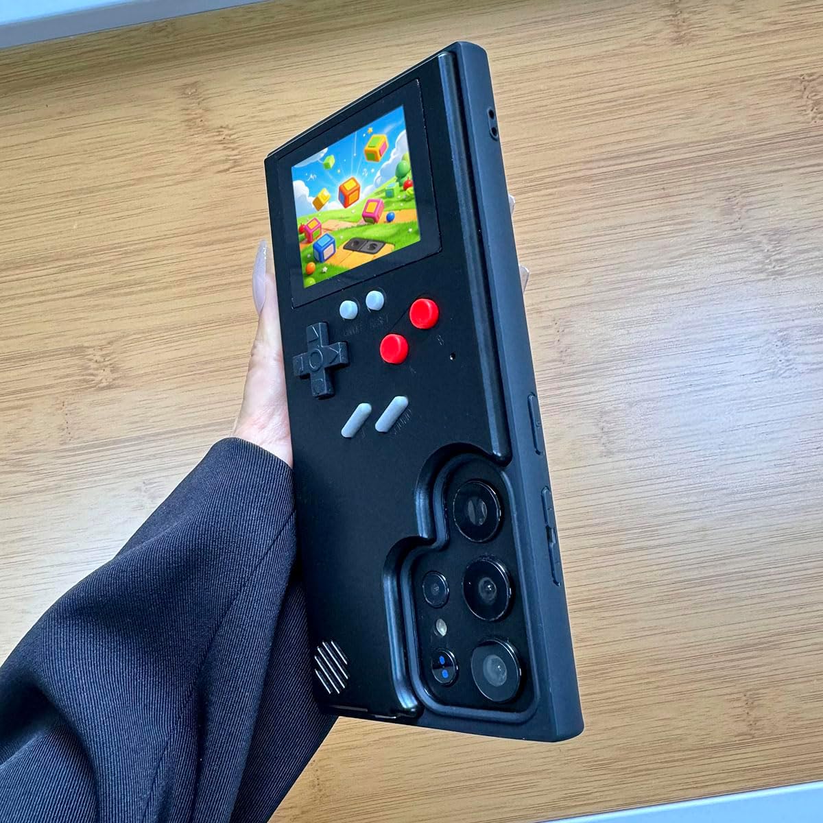 Game Phone Case for Samsung Galaxy S24 Ultra, Nostalgic Game Case for Samsung Retro Playable Gaming Design, Classic Creative Funny Birthday Gifts, Black