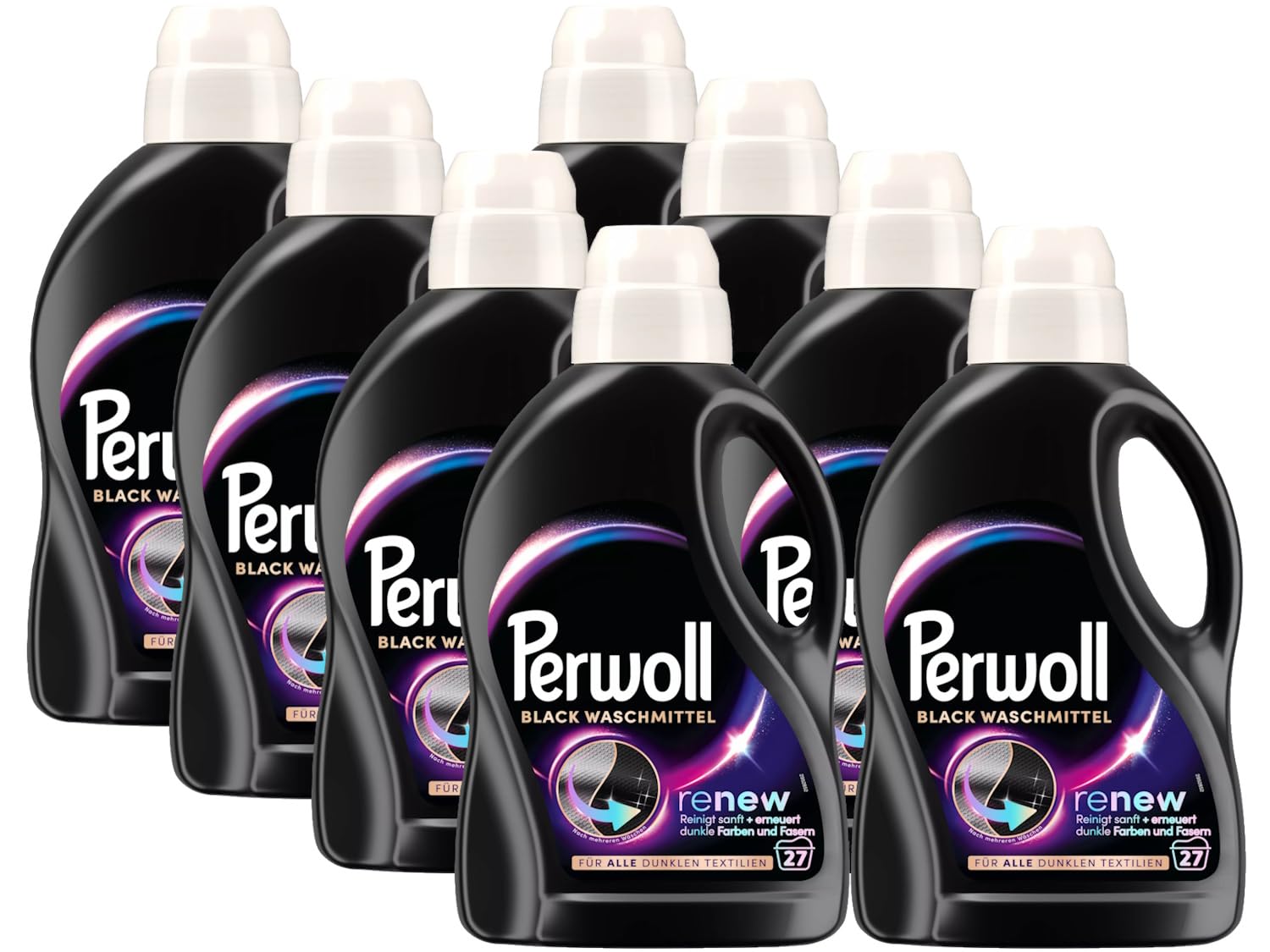 PERWOLL Black Waschmittel 216 (8 x 27 Waschladungen), Feinwaschmittel reinigt sanft und erneuert dunkle Farben und Fasern, für alle dunklen Textilien, mit Dreifach-Renew-Technologie