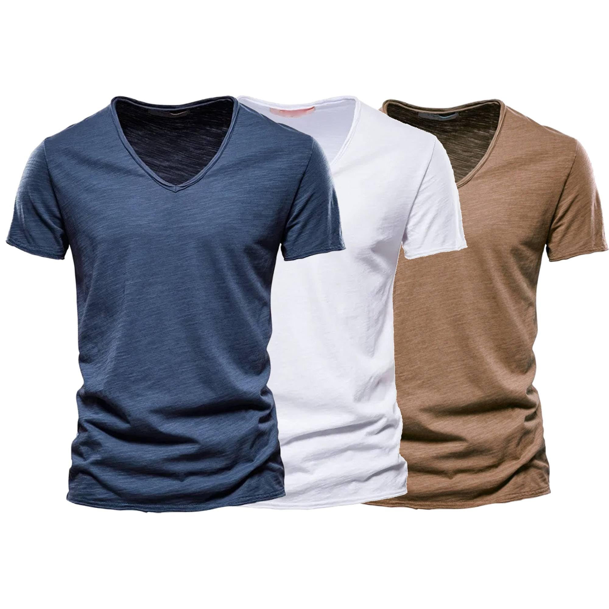 Men's 3 Pack T Shirt V-Neck Tee Shirts Casual Hipster Hip Hop Tee Tops Summer Classic Short Sleeve Top