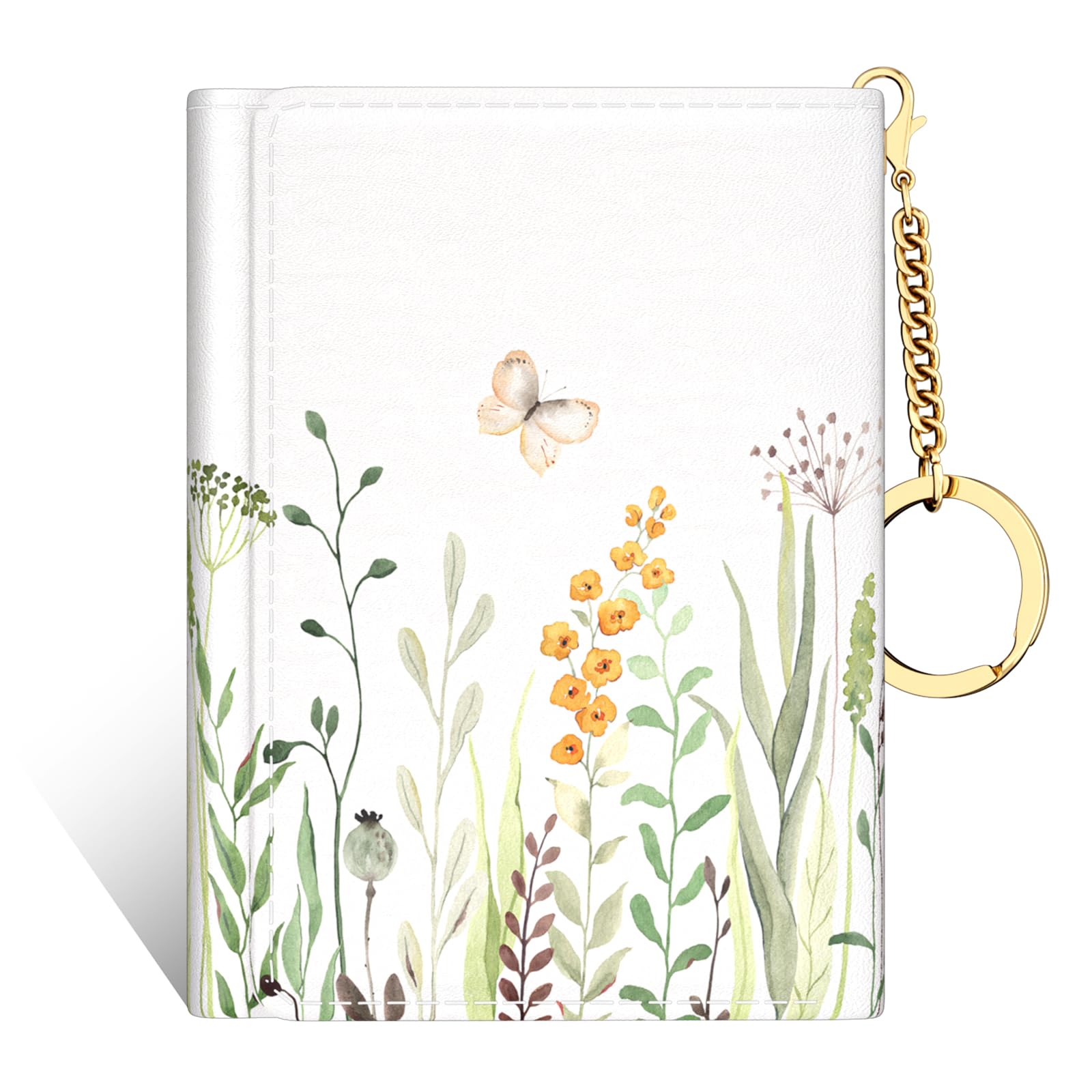 Rouidr Womens Wallet, Small Slim RFID Card Wallets for Women, Cute Front Pocket Trifold Leather Card Organizer with 7 Slots & ID Window, Butterfly