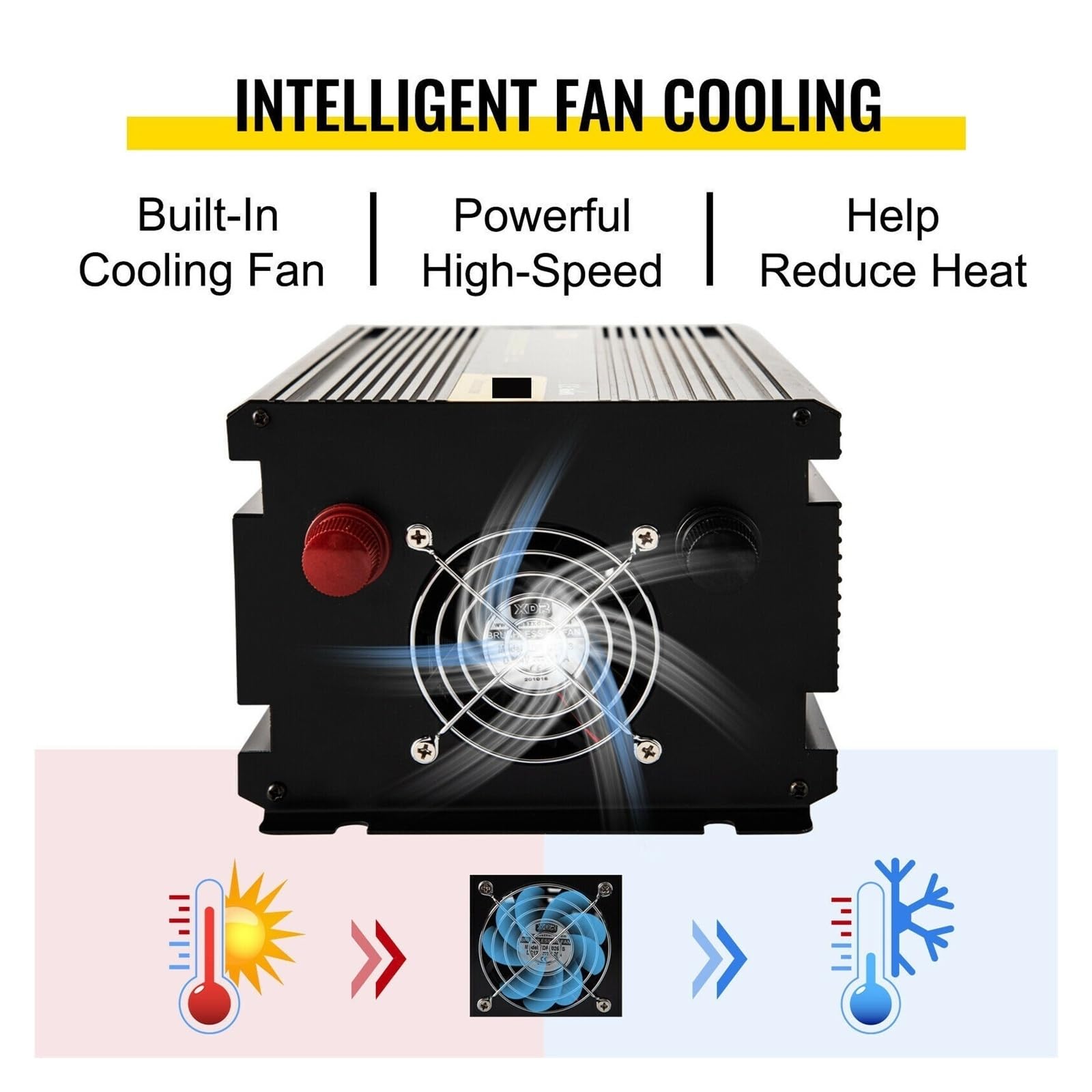 Modyfikowany falownik sinusoidalny DC12V / DC24V do AC120V ze stopu aluminium, ekran LCD i wskaźniki LED zasilania samochodu domu Dla początkujących majsterkowiczów(1600W)