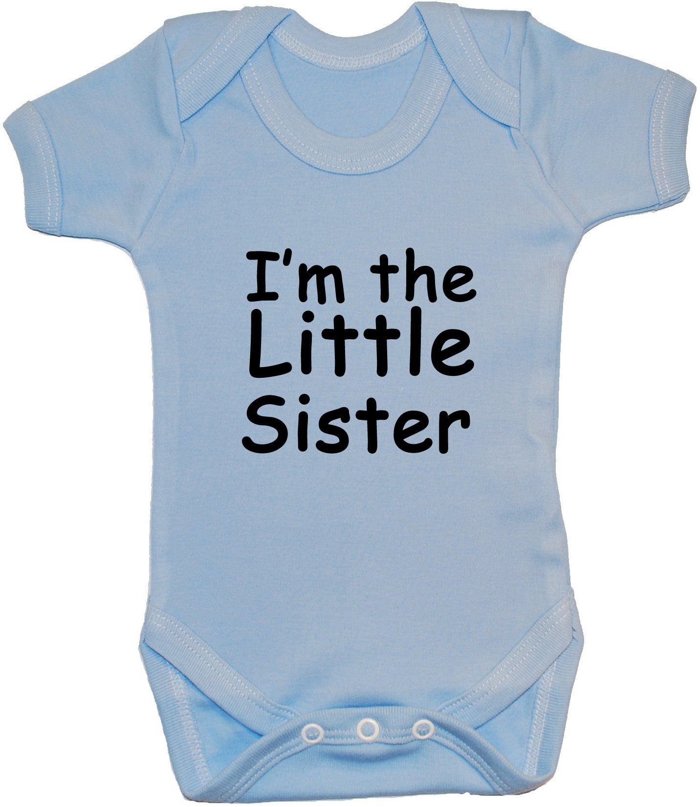 Acce Products Blue I'm The Little Sister Baby Grow/Bodysuit/Romper/T-Shirt/Vest - 0-3 Months