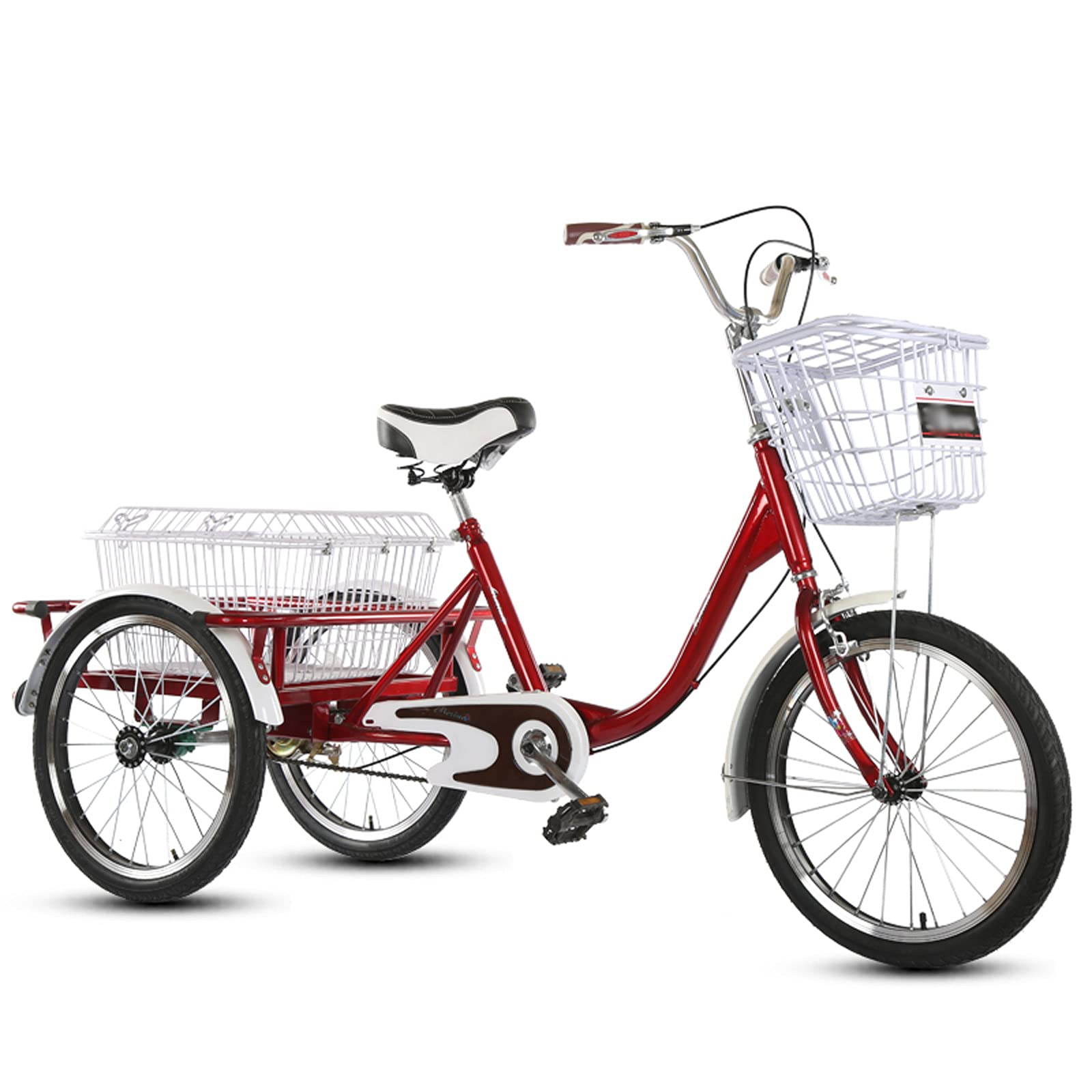 Bici a Tre Ruote Triciclo Adulti 20 Pollici con Cestino della Spesa Bicicletta Adulti Bicicletta a 3 Ruote Carico 160 kg Pedalata ciclistica