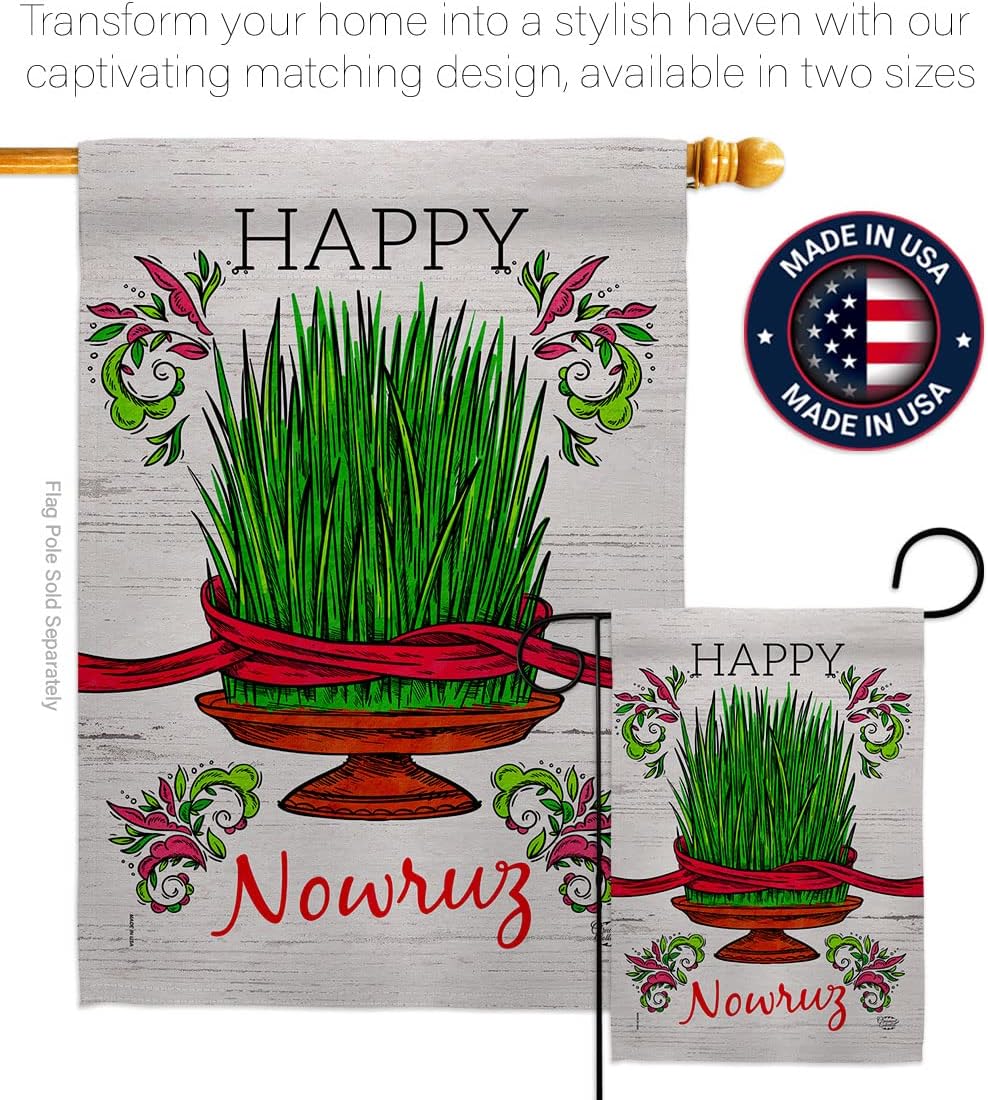 Sabzeh Nowruz Dorm Decor Banner Wall Art Flag Pole Patio Lawn Garden Room Decorations Indoor Outdoor Tapestry Yard Signs Celebration Persian New Year Christian Religion Day Holiday Made In USA