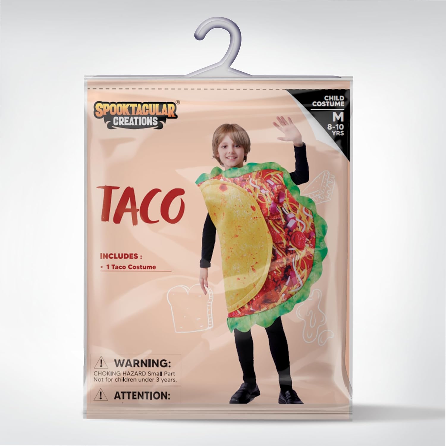 Spooktacular Creations Taco Costume Kids, Unisex Outfit Food Costume for Child Teens Halloween Dress up Cosplay Party