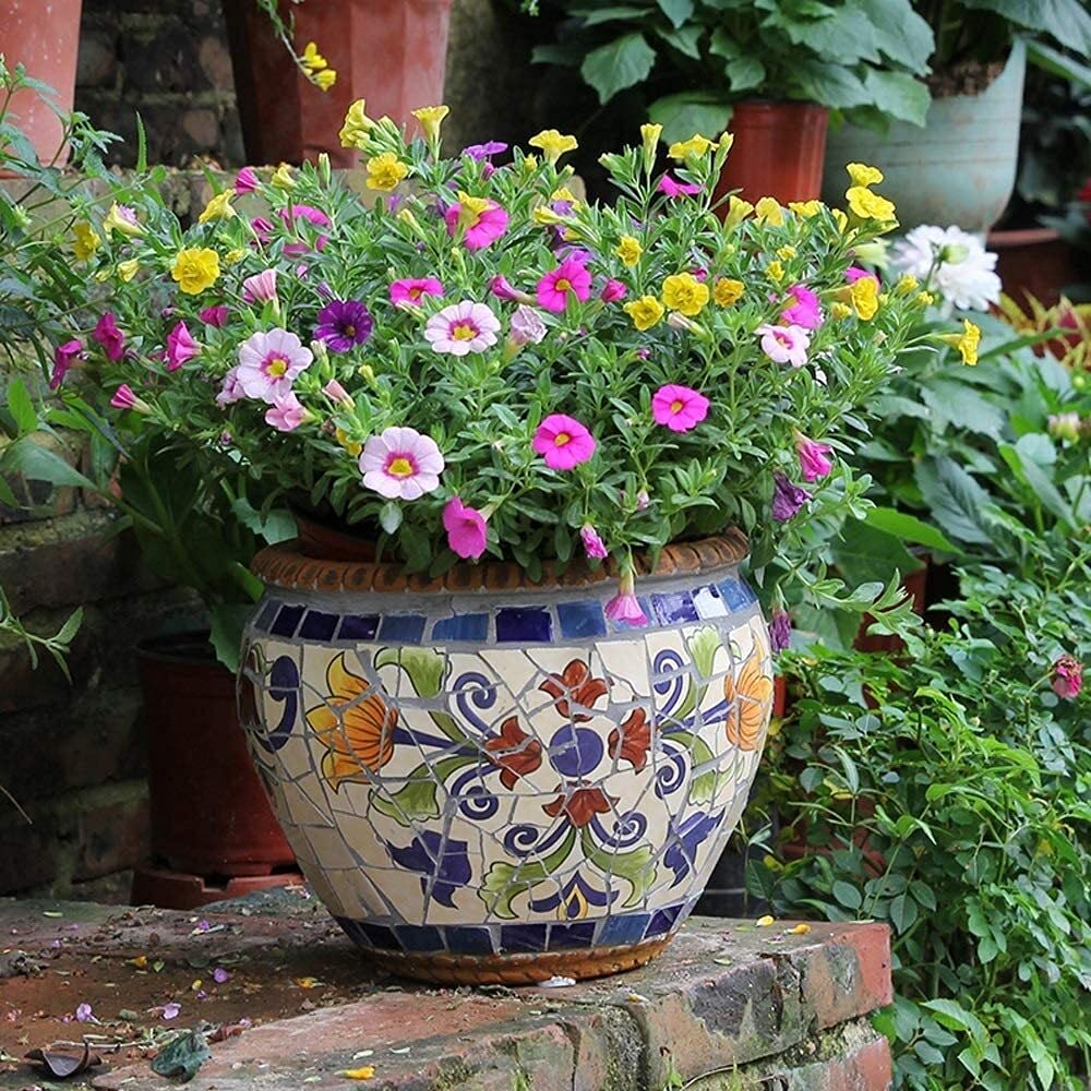 SnamicE Courtyard Hand-Painted Ceramic Large Flower Pot Villa Outdoor Garden Decor Plant Pot Corridor Aisle Landscape Planting Pots Home Balcony Classical Pots,