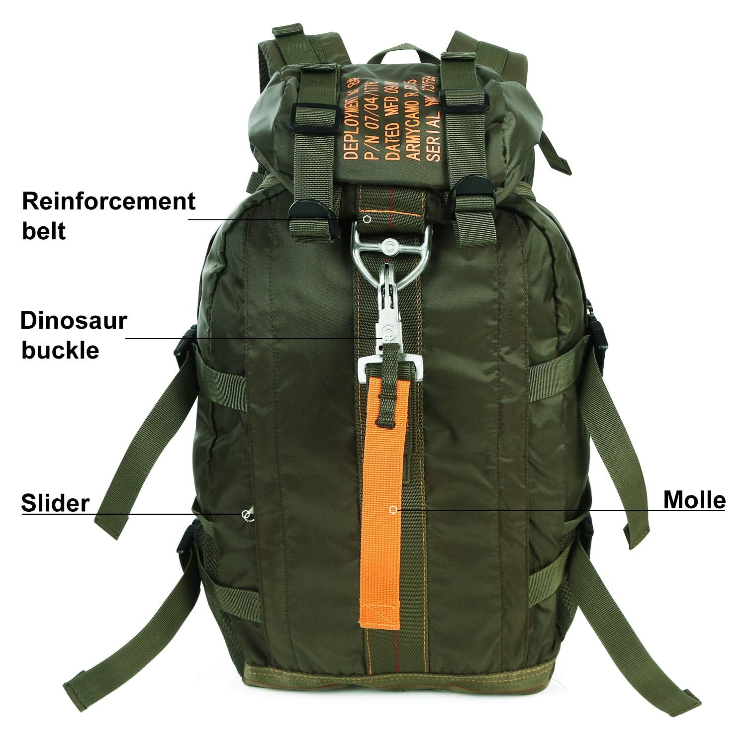 Zaino tattico da viaggio, grande, leggero, con sistema Molle, per attività all'aperto