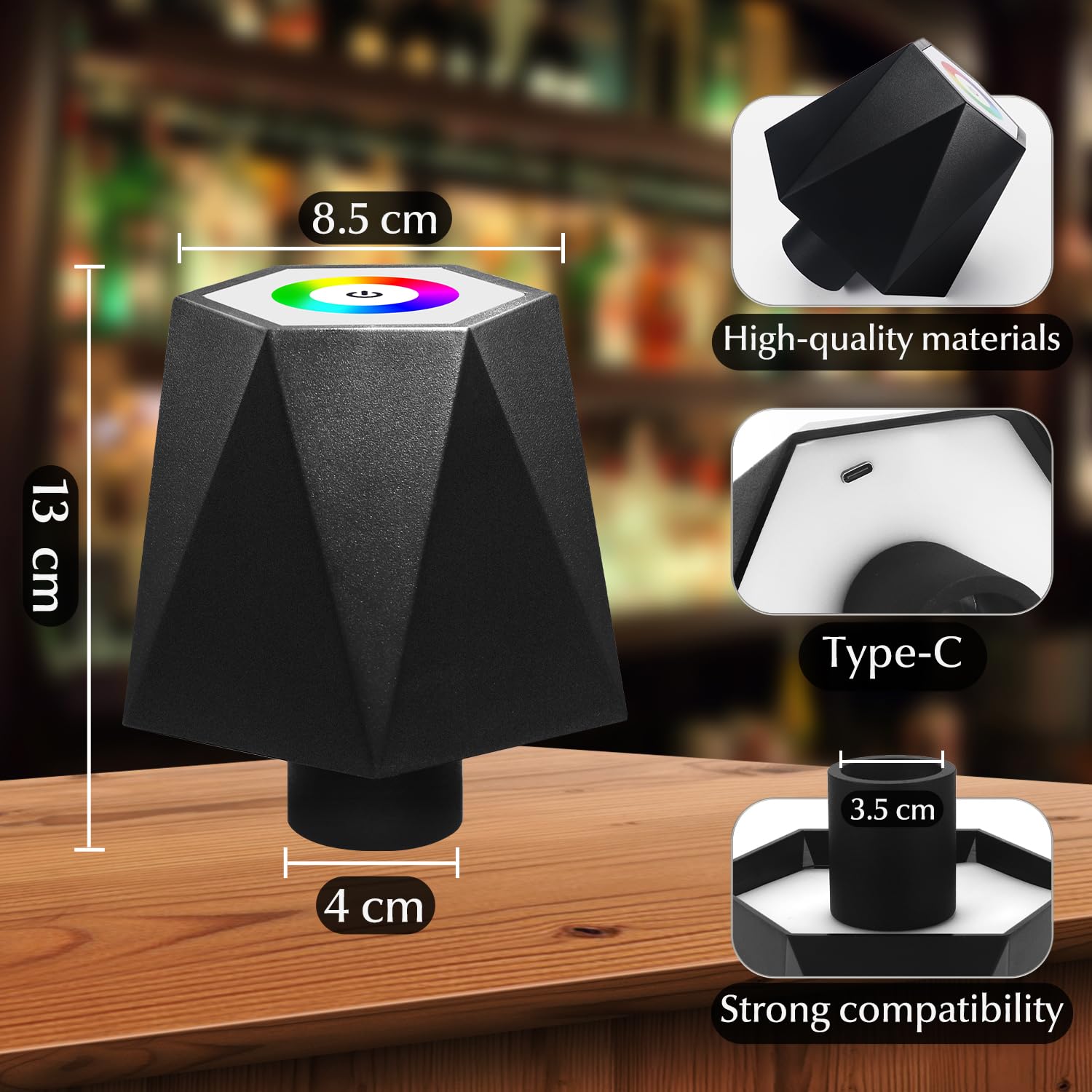 CENOVE Lampada Bottiglia, Ricaricabile Lampada Per Bottiglia LED Senza Fili Touch, IP54 Impermeabile Lampada Con 5200 mAh, RGB Dimmerabile per Uso Interno/Esterno, Bar Ristoranti