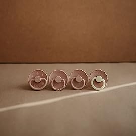 FRIGG Daisy Night Natural Rubber Baby Pacifier | Made in Denmark | BPA-Free (Blush/Cream, 0-6 Months) 2-Pack