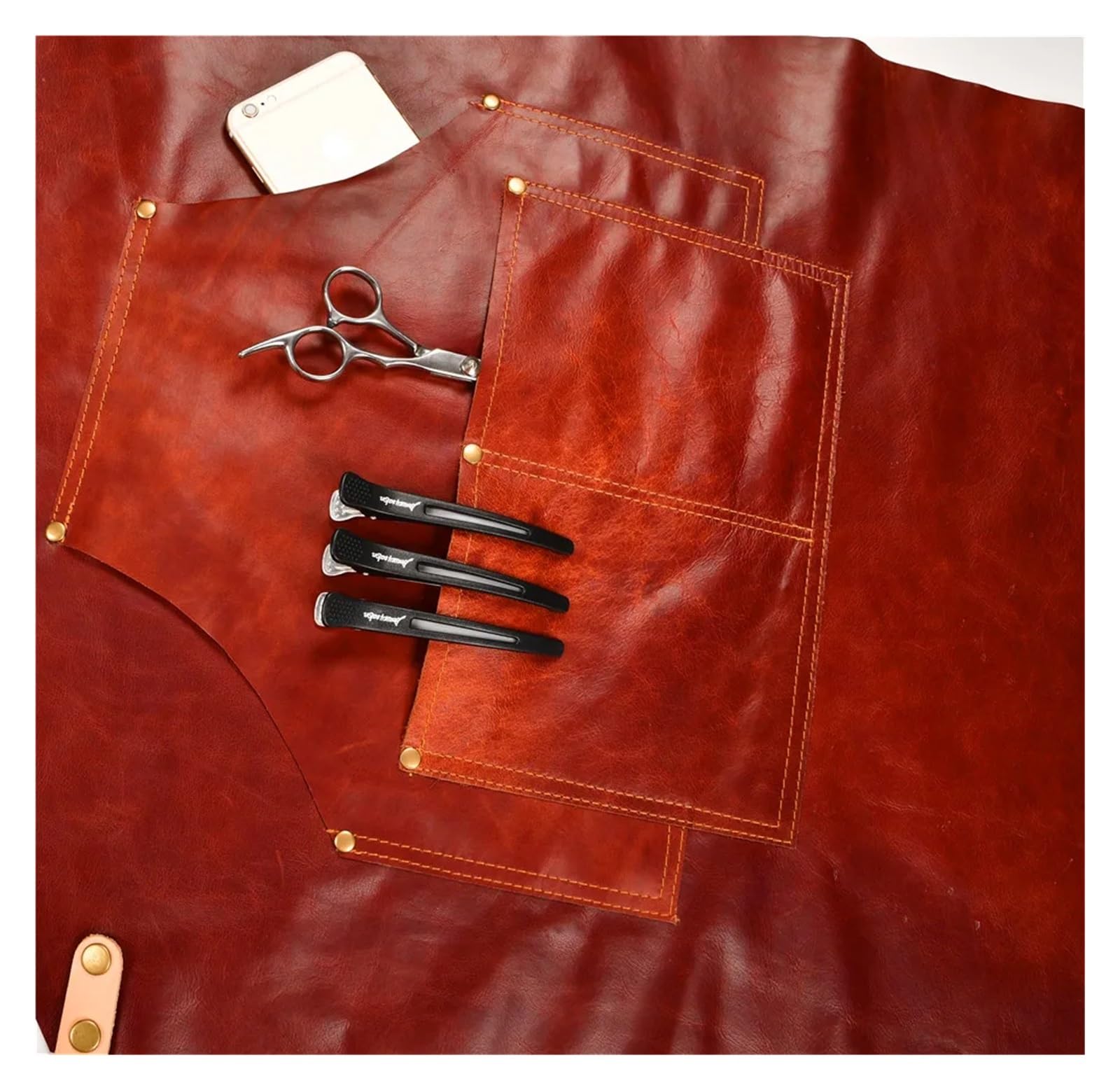 tablier cuisine Tablier en cuir de vachette véritable tabliers d'atelier toile vintage avec poches artisan jardinier café restaurant cuisine hommes unisexe