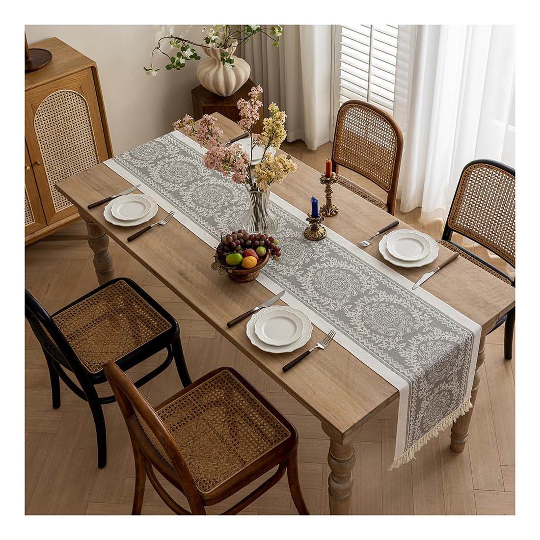 NIUSABOU Kitchen Dining TableDecoration, Farmhouse Table Runner Coffee Cover Multicolor Multiple Sizes(Gray-d,35x300cm(13.7x118.1in))