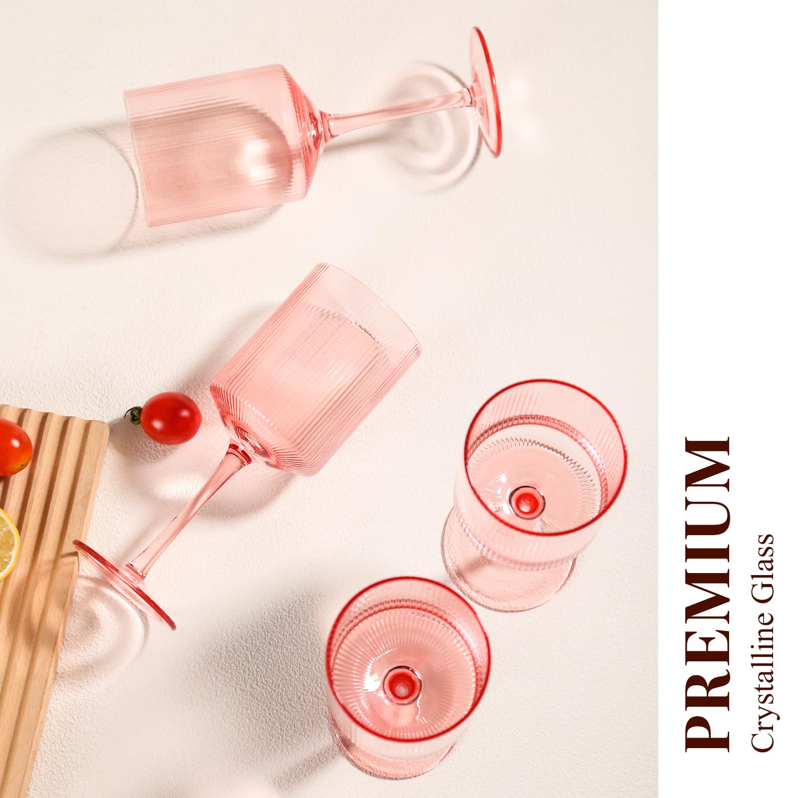 Weingläser, 6 Stück (Rosa Weingläser)