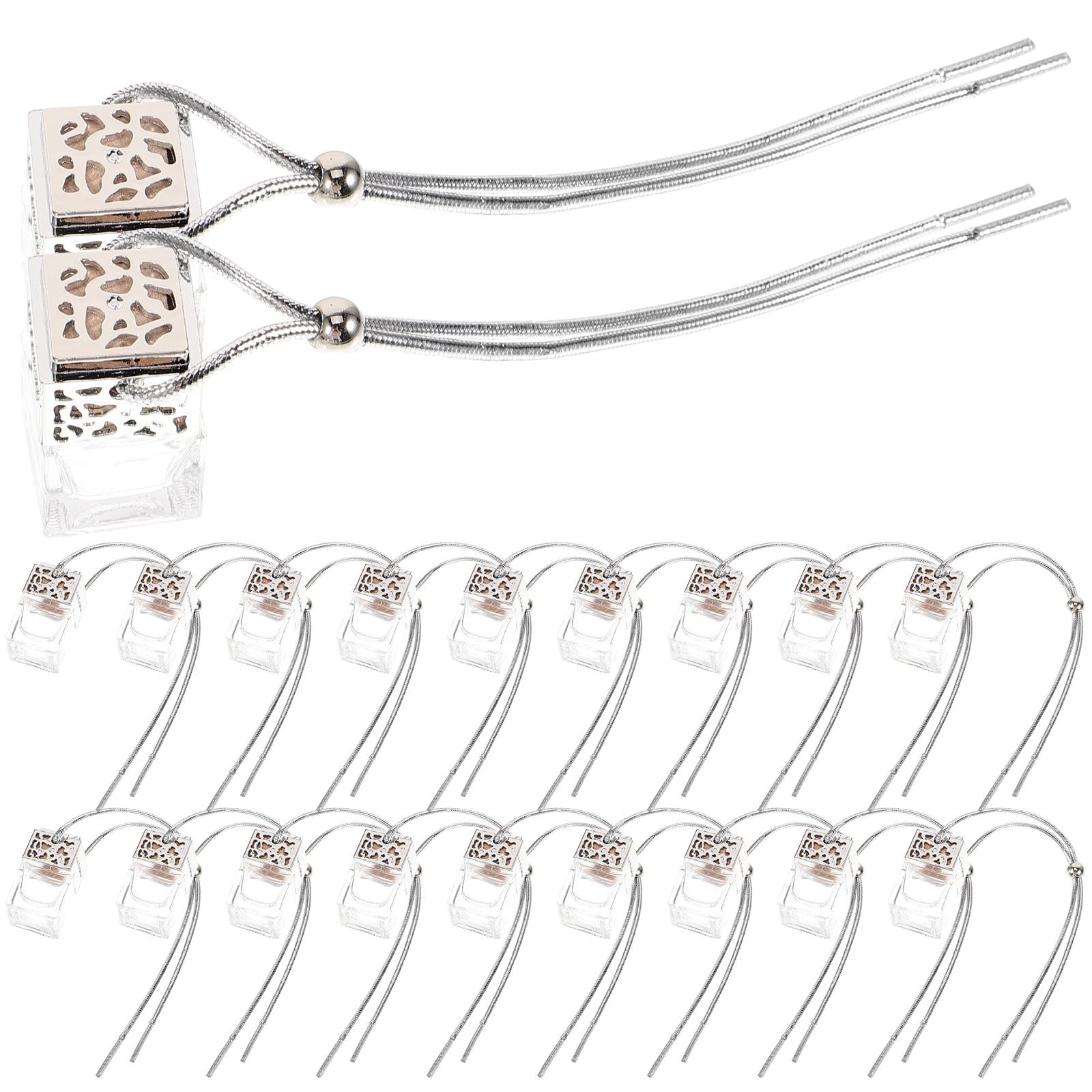 Gatuida 20 Stück Auto Diffusor Glasflaschen 8ml Wiederverwendbare Aroma Flaschen Silber Multifunktional und Kompakt für Fahrzeug und Wohnungsdekoration