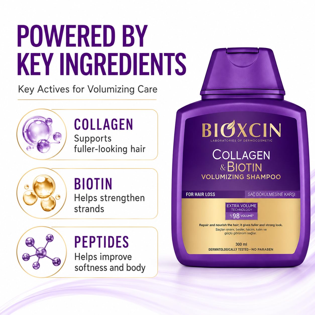 BIOXCIN Szampon objętościowy kolagen biotyna 300 ml